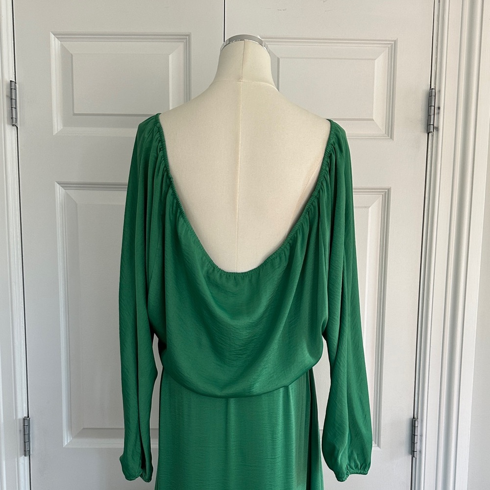 BCBGMaxAzria Carie Kelly Green Drape Bateau Wedding Guest Prom Dress Size S-M-L - Picture 10 of 15